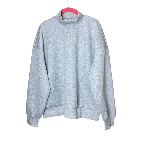 Halara Mock-neck Relaxed Casual NWT Sweatshirt Small Grey Athleisure W Pockets - Picture 4 of 6